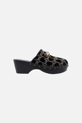 ARABELLA LEOPARD CHAIN CLOG SOLID BLACK