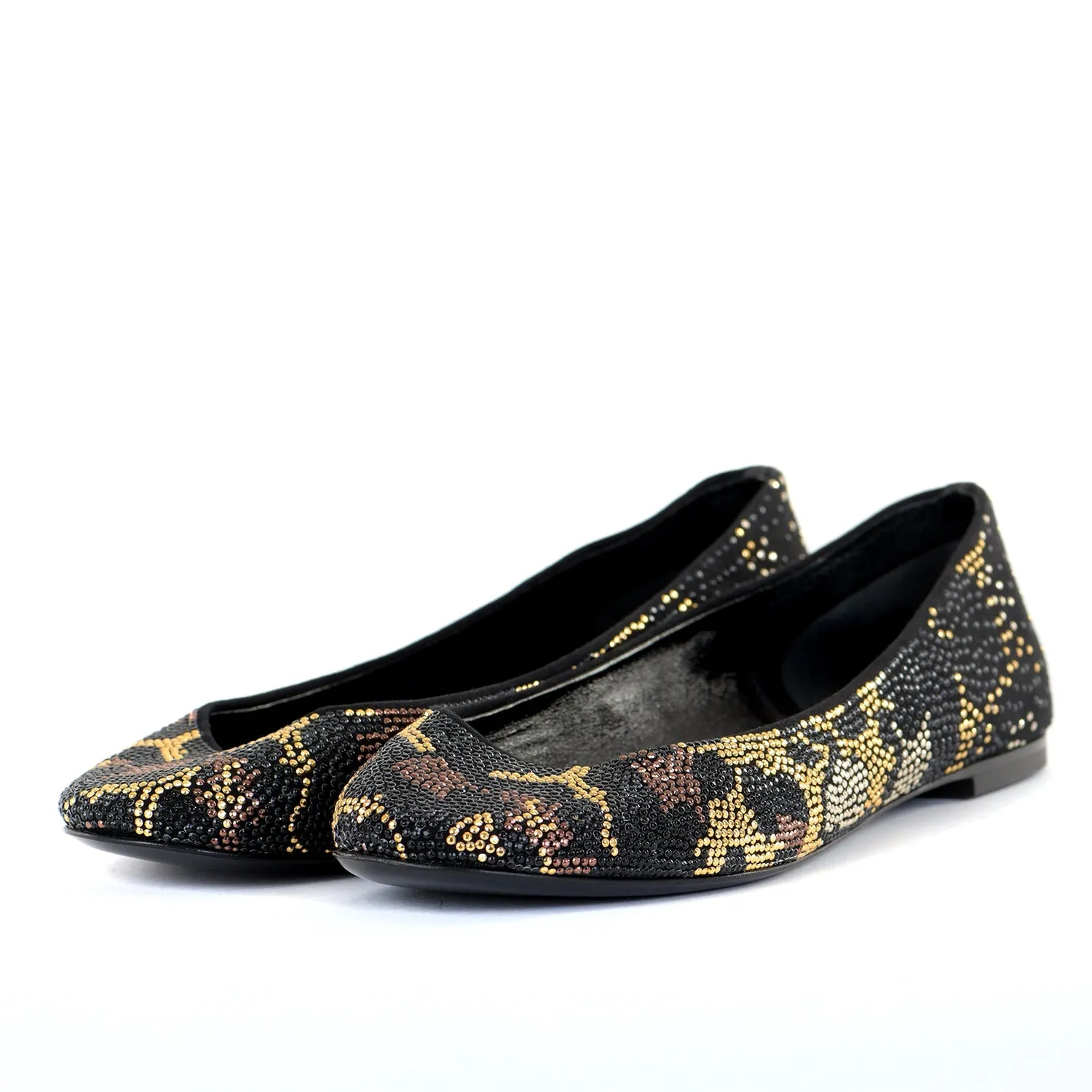 Beaded Leopard Print Flats