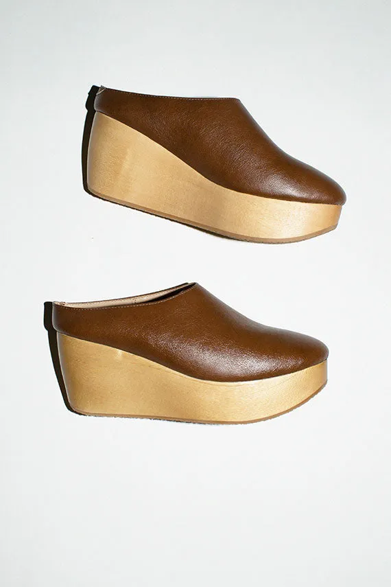 Brown Vegan Platform Clog