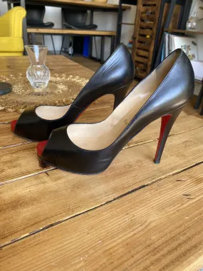 Christian Louboutin black leather peep toe heels size UK6.5/US8.5