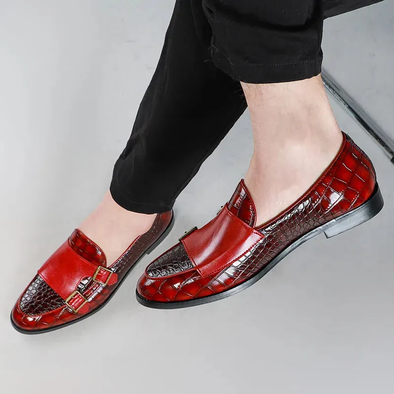 Crocodile pattern microfiber shoes