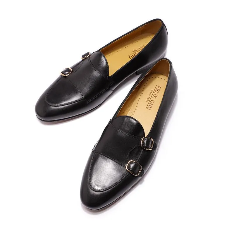 Genuine Leather Men Monk Strap Loafers - Men Shoes