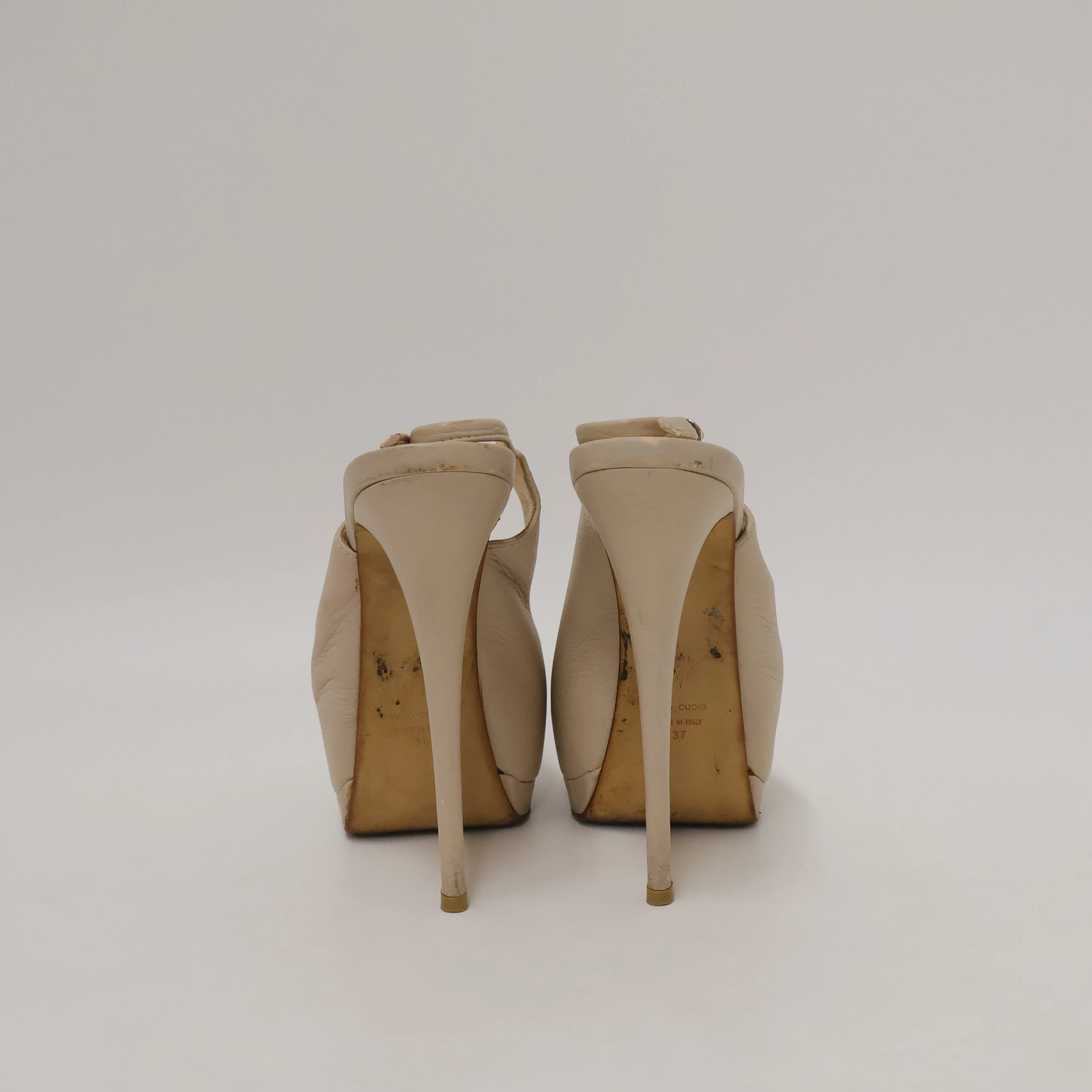 Giuseppe Zanotti Peep Toe Slingback Beige