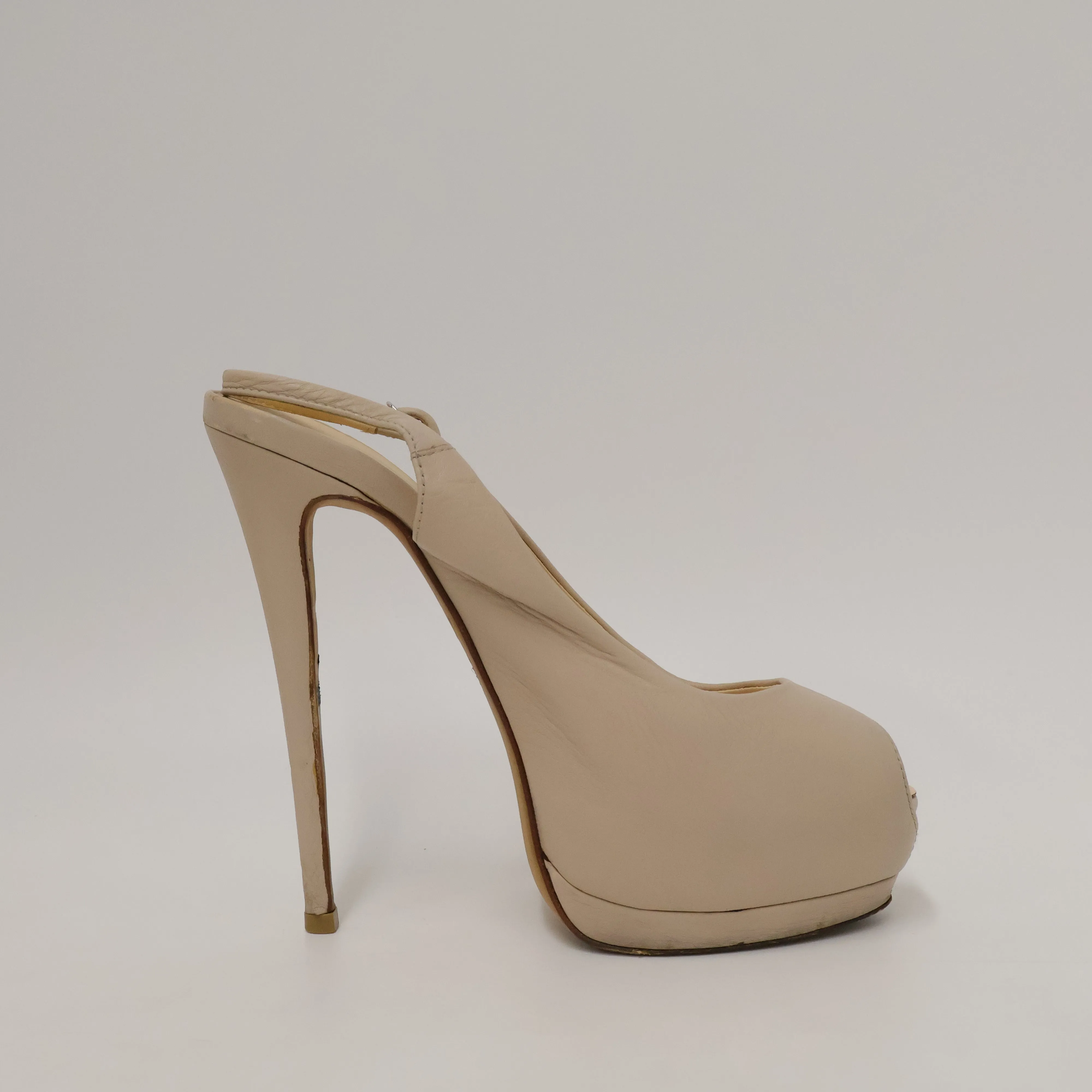 Giuseppe Zanotti Peep Toe Slingback Beige