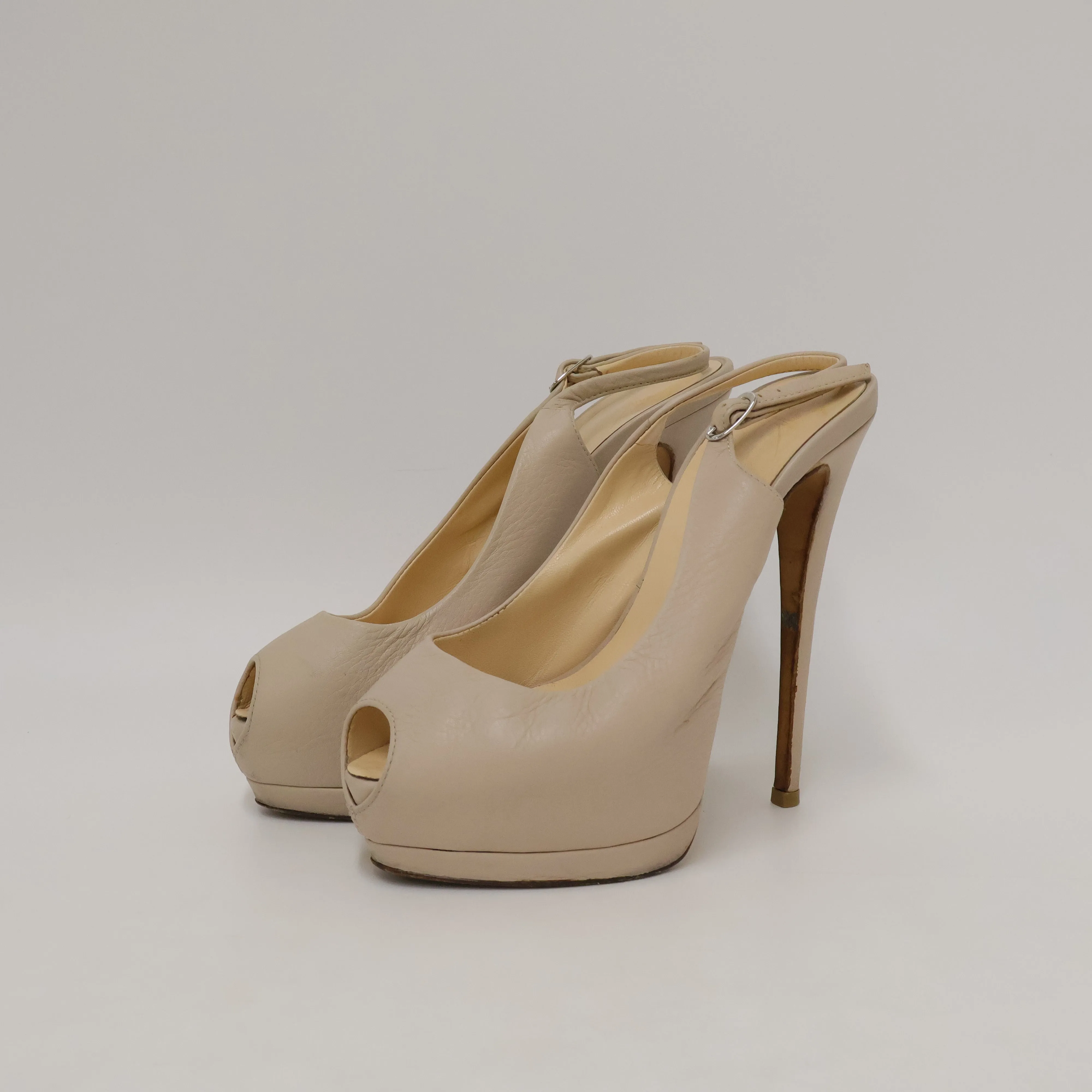 Giuseppe Zanotti Peep Toe Slingback Beige