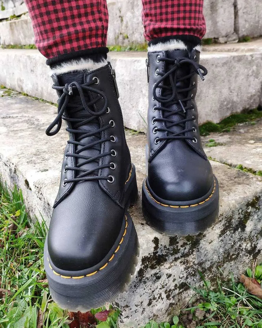 Jadon Faux Fur Lined Platform Boots - Black Pisa