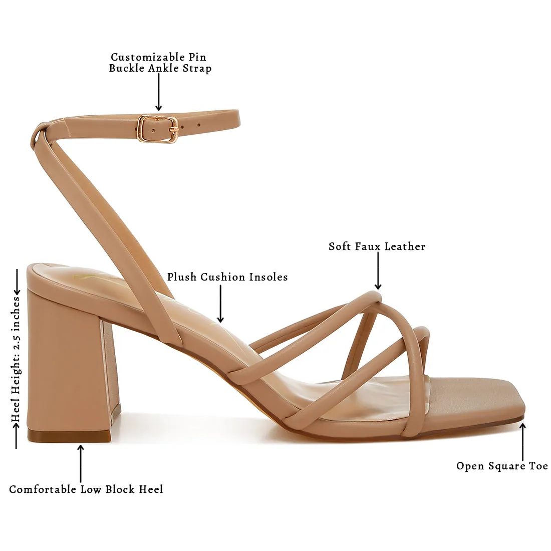 Low Block Heel Strappy Sandals