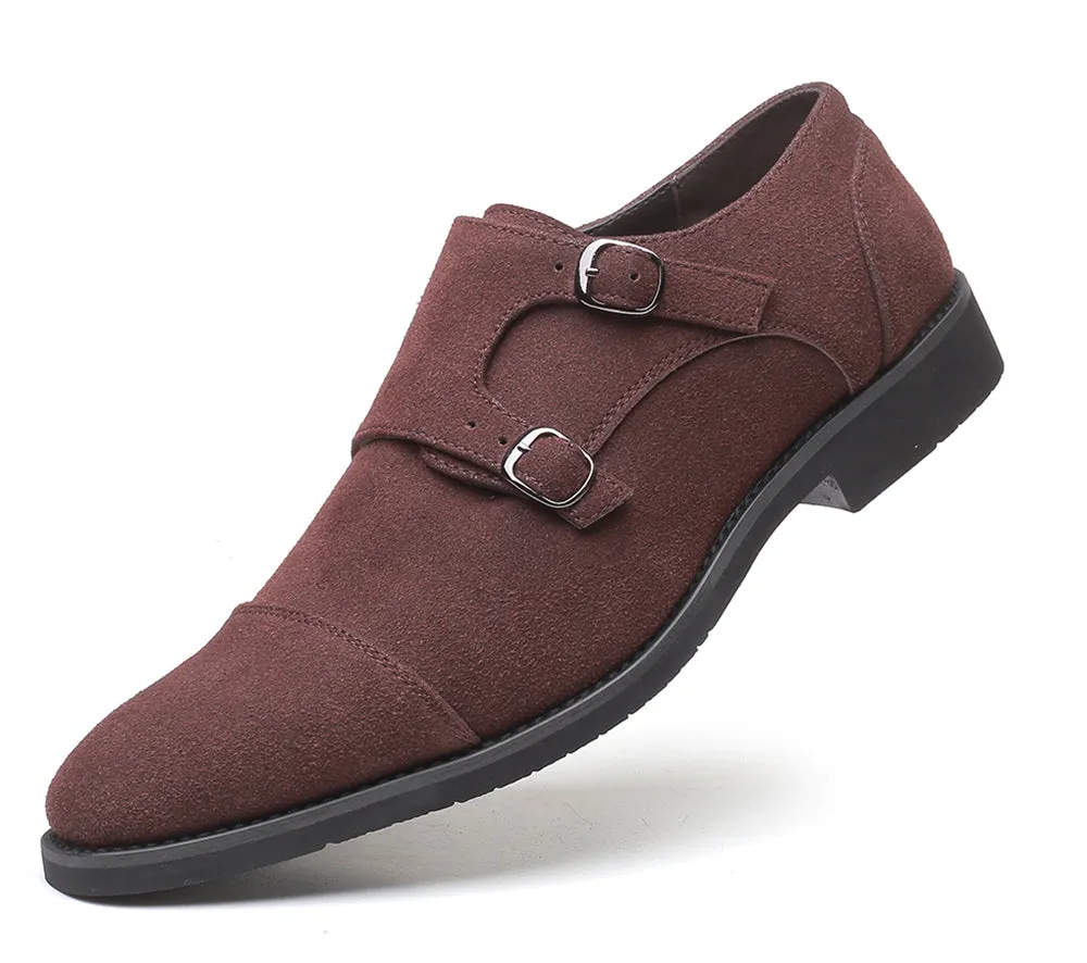 Men's Suede Double Monk Strap Loafers