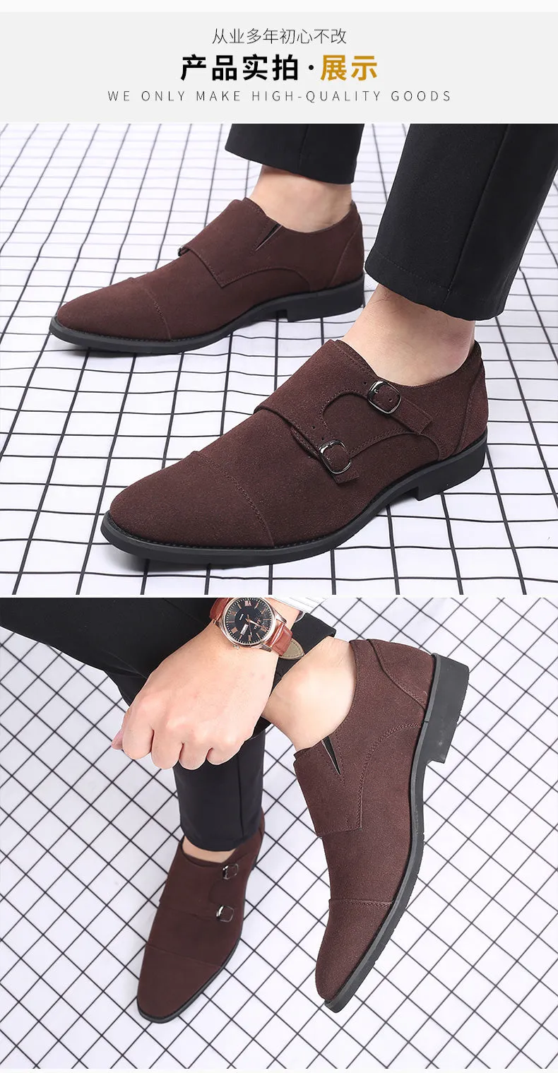 Men's Suede Double Monk Strap Loafers