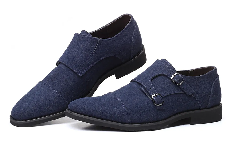 Men's Suede Double Monk Strap Loafers