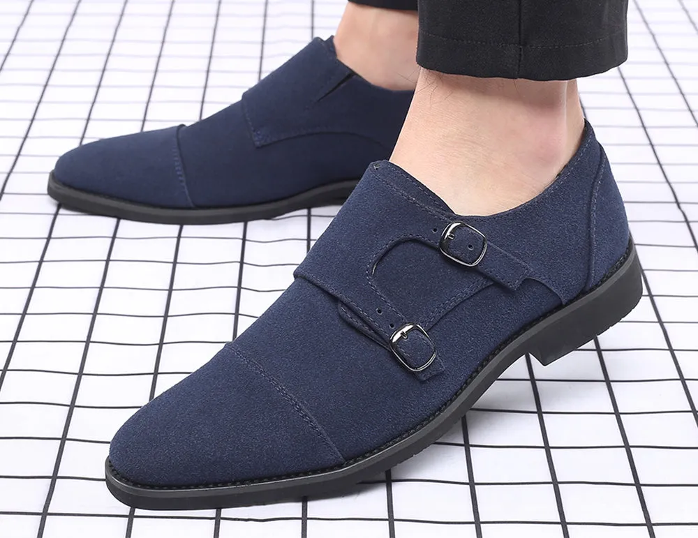 Men's Suede Double Monk Strap Loafers