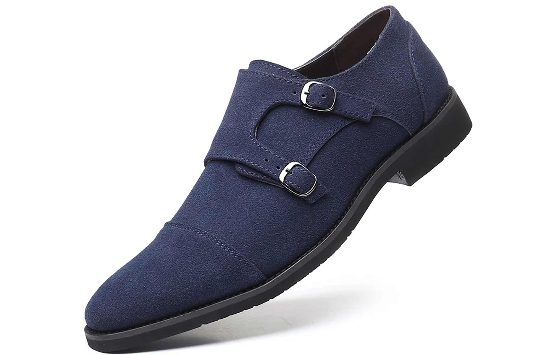 Men's Suede Double Monk Strap Loafers