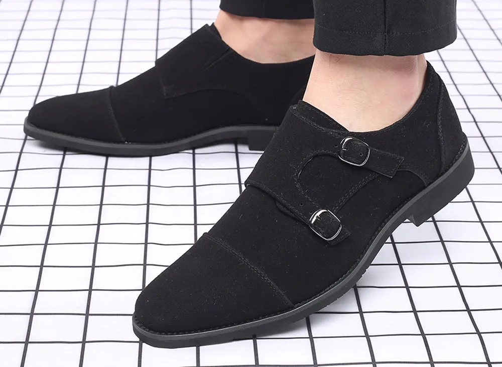 Men's Suede Double Monk Strap Loafers