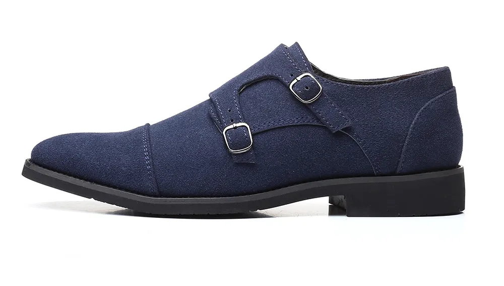 Men's Suede Double Monk Strap Loafers