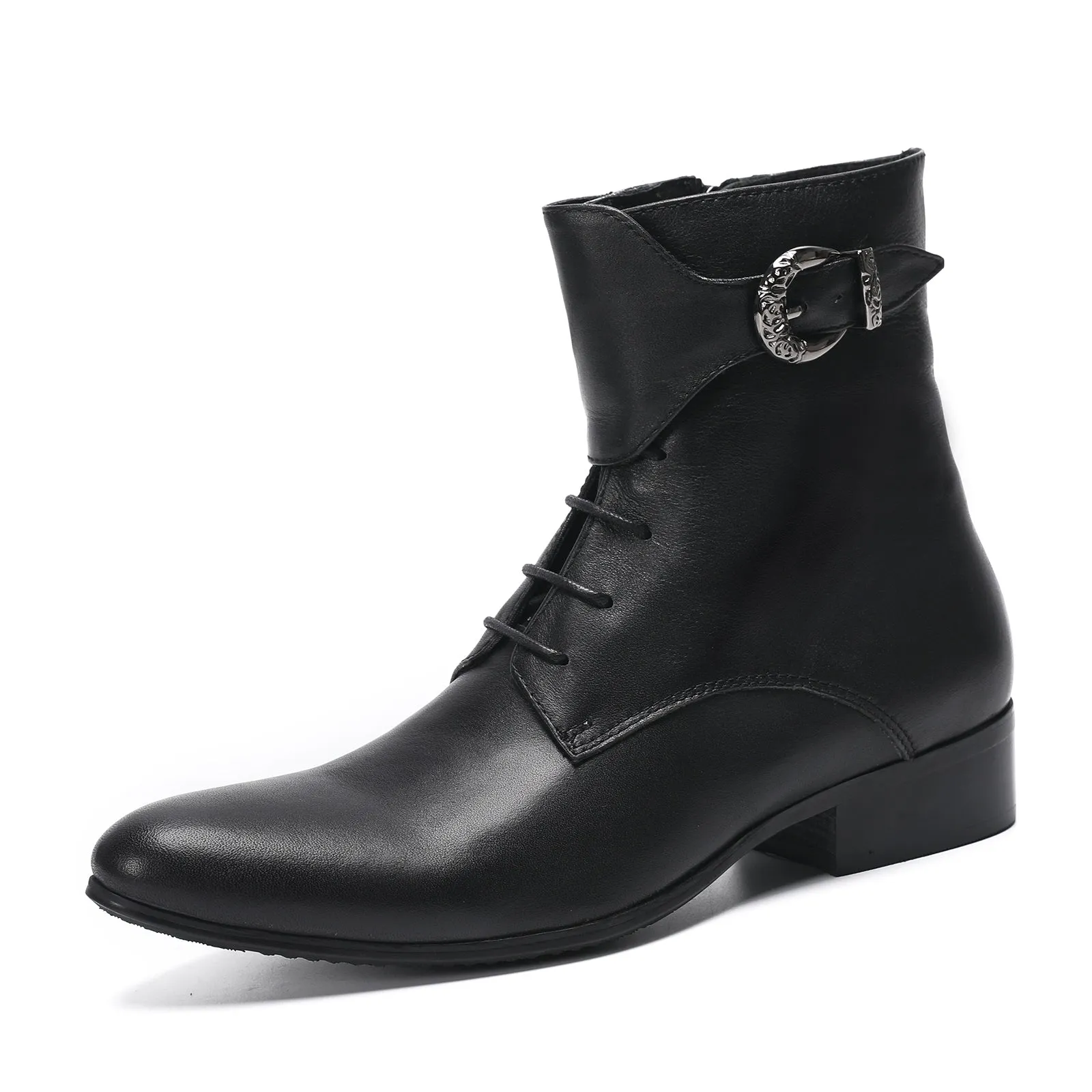 Monk Strap Lace Up Mid-calf Boots