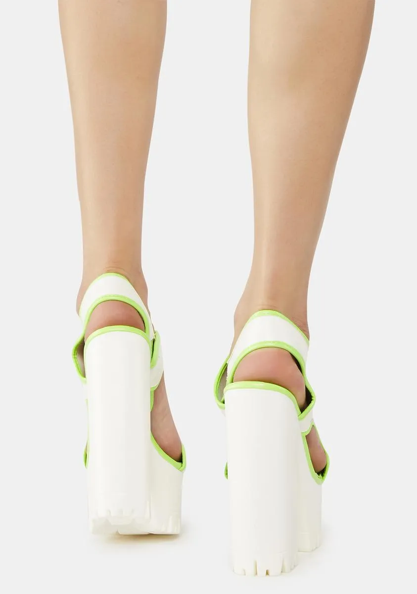 Neon Green Kamora Platform Heels