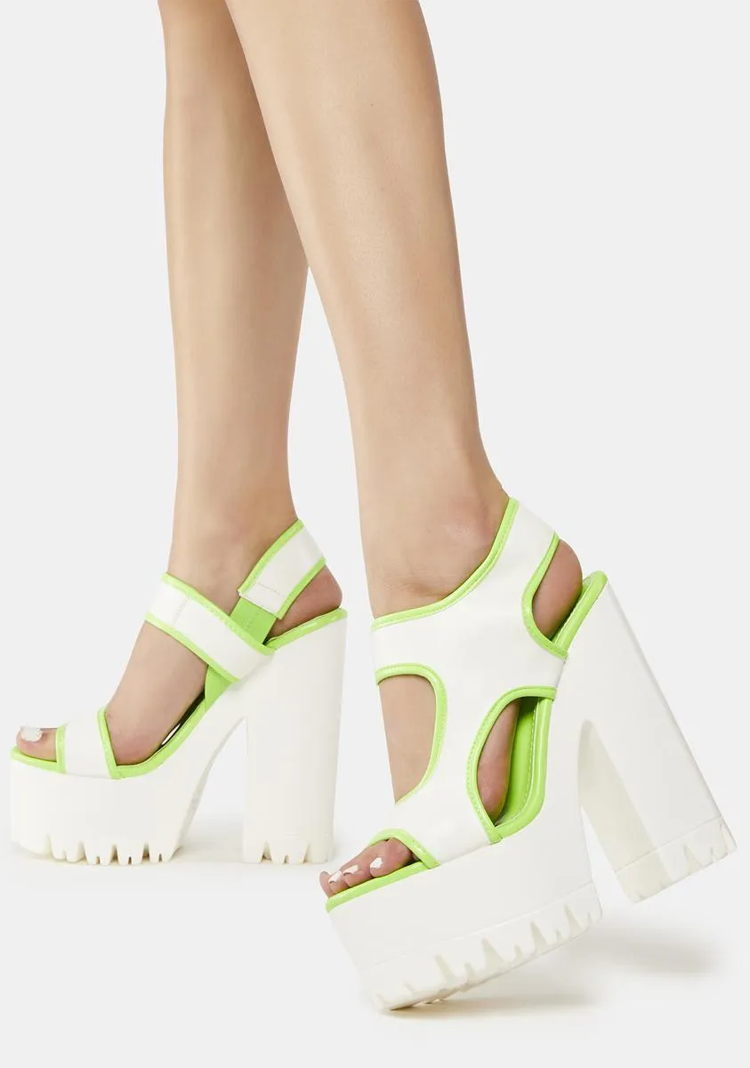 Neon Green Kamora Platform Heels