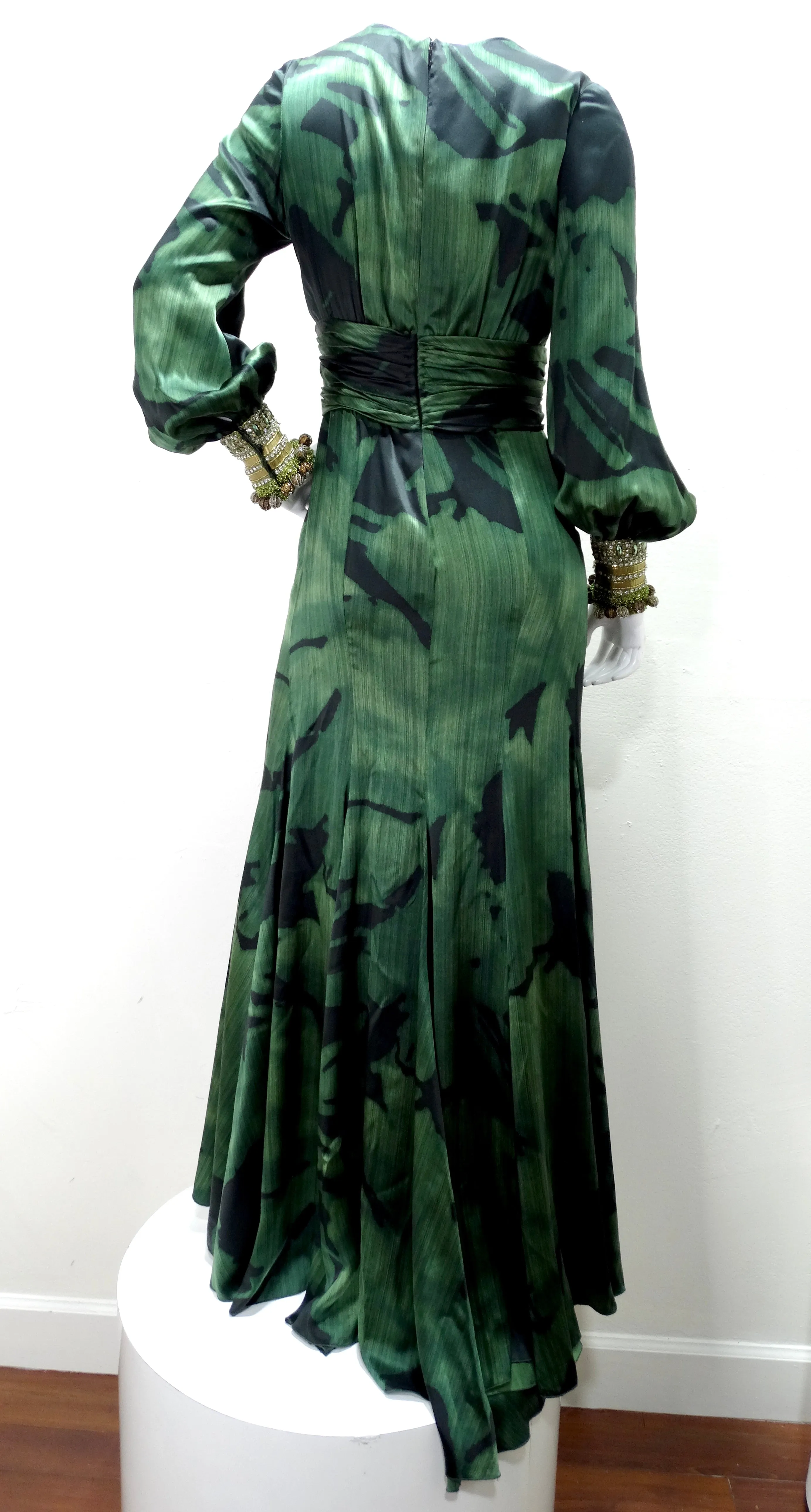 Pamella Roland Breaded Emerald Evening Gown