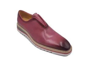 Pastel Mauve Pink Carrucci Men's Leather Shoes Slip-On Loafer with Contrast Color Style No: KS550-08