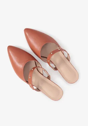 Precious Pointed Beaded Flats - Sunset Brown