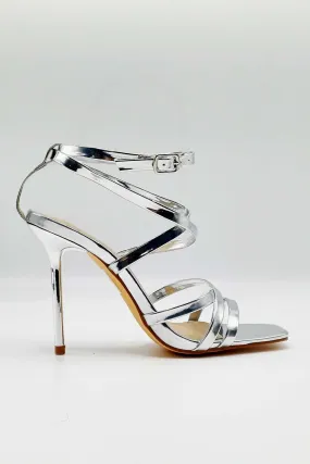 Reeba Strappy High Heel Sandals in Silver