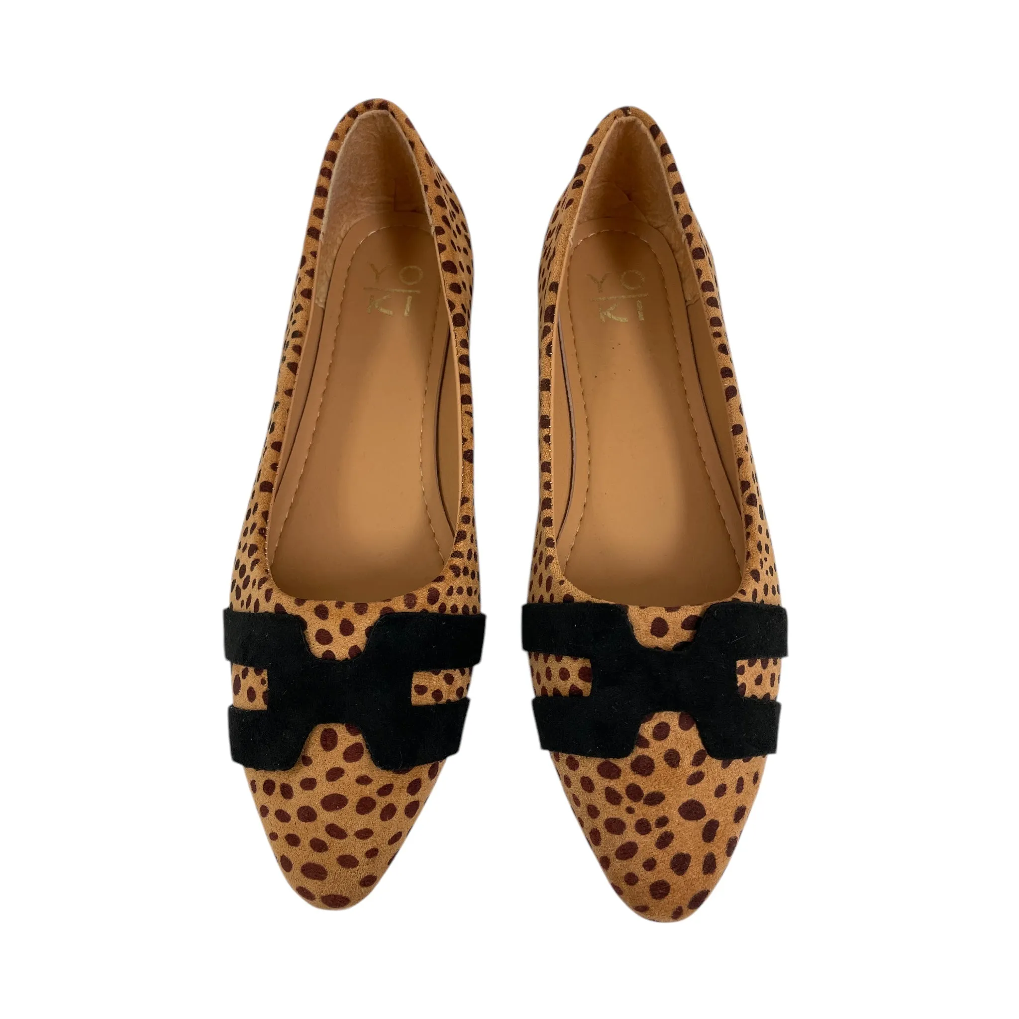 Shoes Flats By Yoki In Animal Print, Size:10