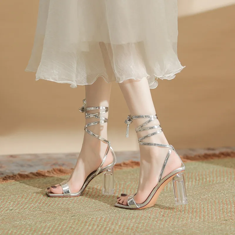 Strappy Heels Block Heel Evening Sandals Prom Heel