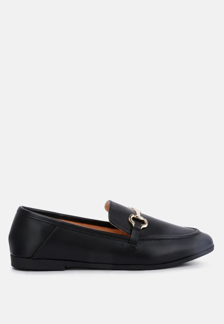 Talula Horsebit Embellished Faux Leather Loafers