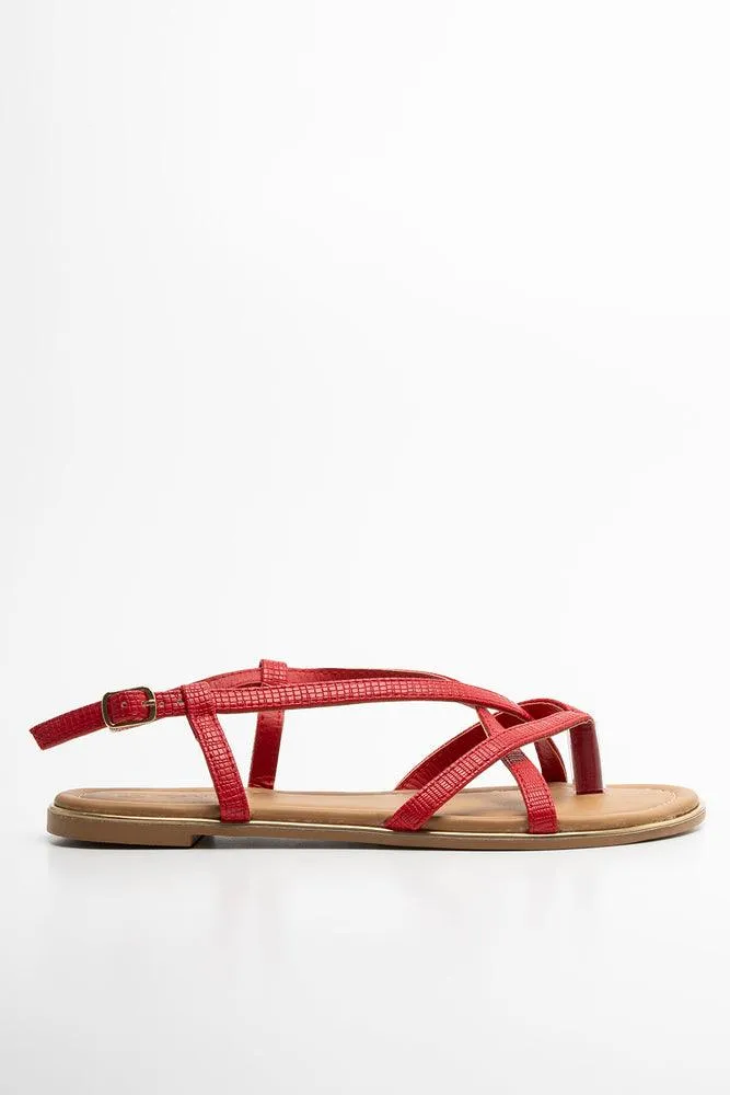 Toe Post Strappy Sandal Red