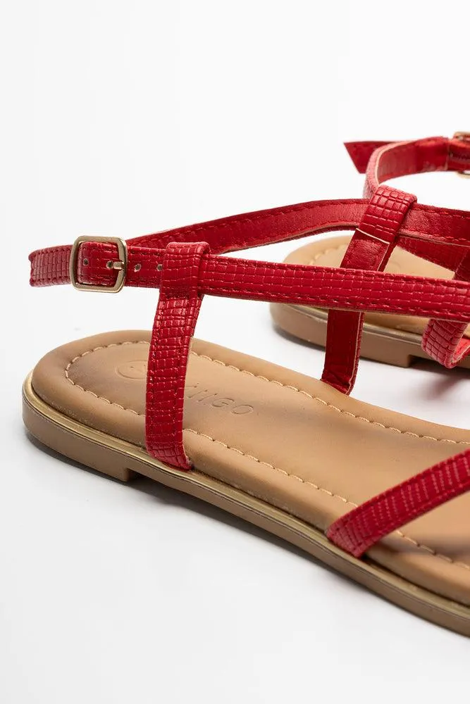 Toe Post Strappy Sandal Red