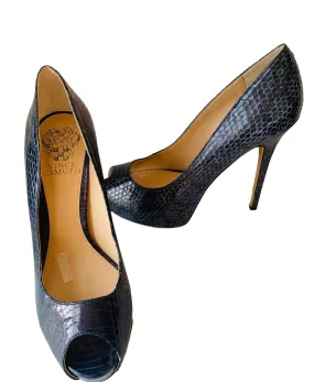 Vince Camuto Blue Faux Snakeskin Leather Peep Toe Pump/ Heels Women’s Size 7.5